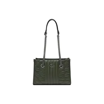 GUCCI MarmontGG Marmont Leather Tote Bag, Shopping Bag, Handbag, Shoulder Bag Small Size Women's Forest Green