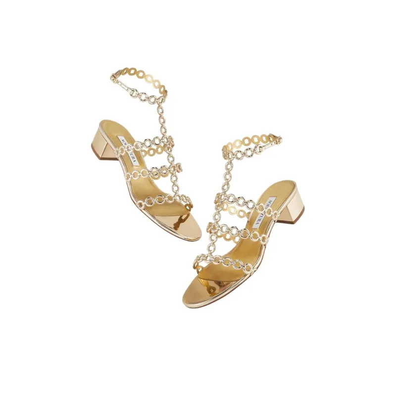 AQUAZZURA Infinity Chain Roman Sandals 3.5cm Women's Gold-3