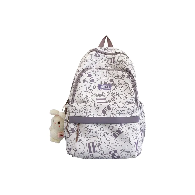 BUBM Nylon Backpack Unisex Black/Purple/Green/Blue/Pink-6