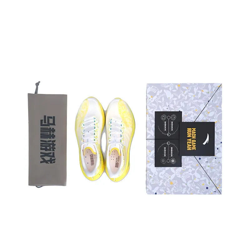 Anta MACH 4.0 Cushioned Wear Resistant Breathable Lightweight Low Top Training Running Shoes Men's White Yellow-2
