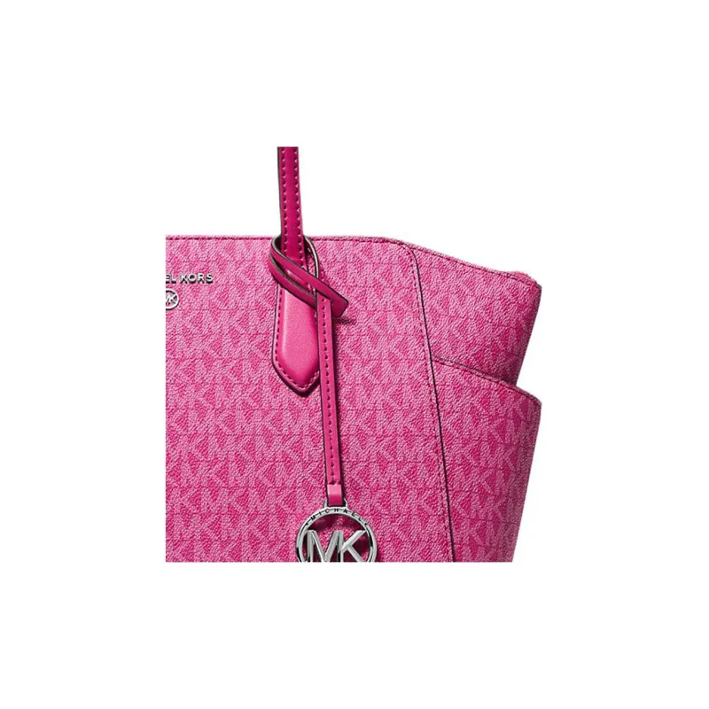MICHAEL KORS MARILYN Coated Canvas Tote Bag Shopping Bag Handbag Shoulder Bag Medium Size Women's Rose Red-3
