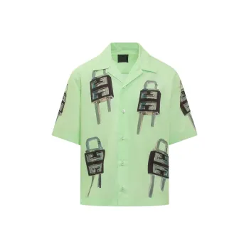 Givenchy Short Sleeve Boxy Fit Shirt With Hawaiian Collar