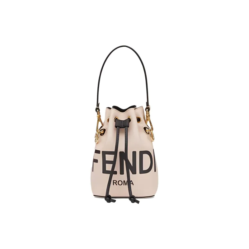 FENDI Mon Tresor Leather Bucket Bag Handbag Shoulder Bag Crossbody Bag Mini Women's Light Pink/Black-0