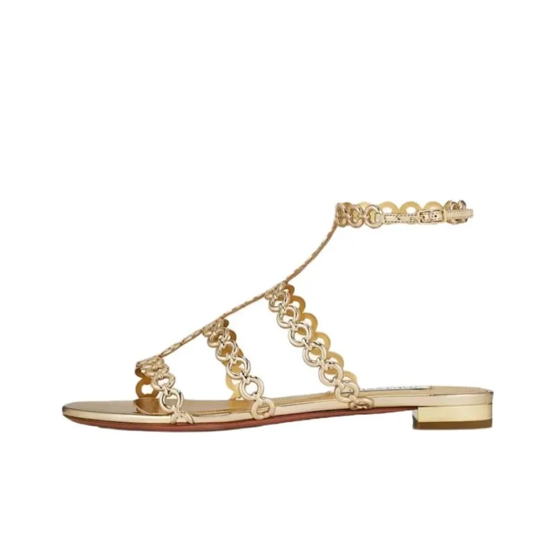 AQUAZZURA Infinity Chain Roman Sandals Women's Gold-0