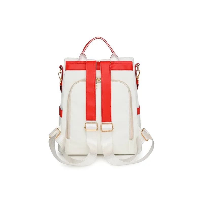 Single Warehouse PU Backpack Regular Unisex Black & White/Black & Brown/Caramel/Blue/Red/Pink-16