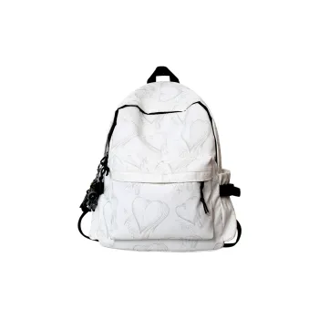 Yalu Nylon Backpack Regular Unisex White Heart/Black Heart