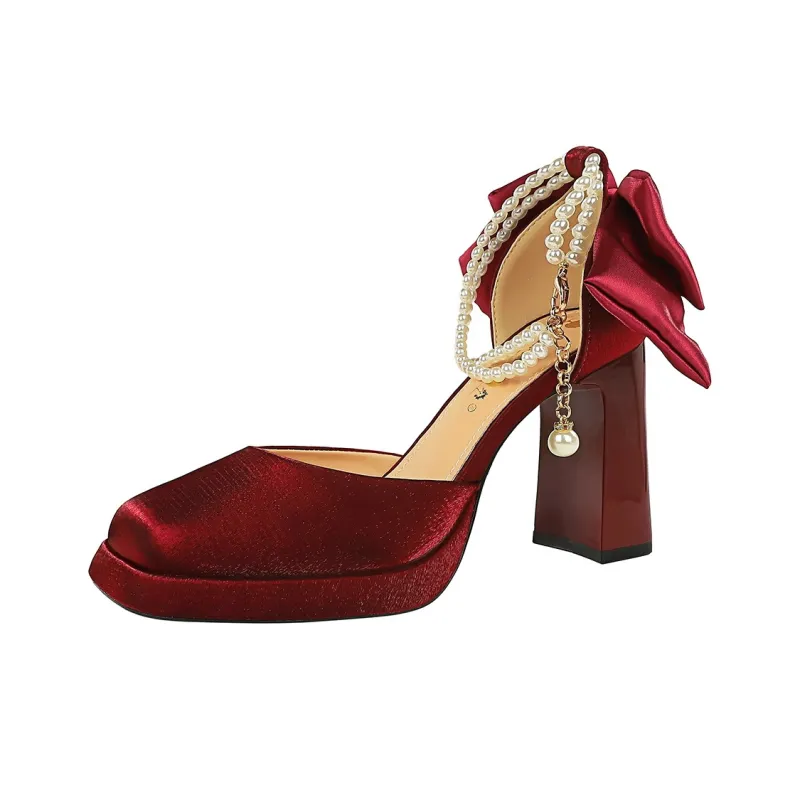 QITUMAUL Chunky Heel High Heels Women's-7