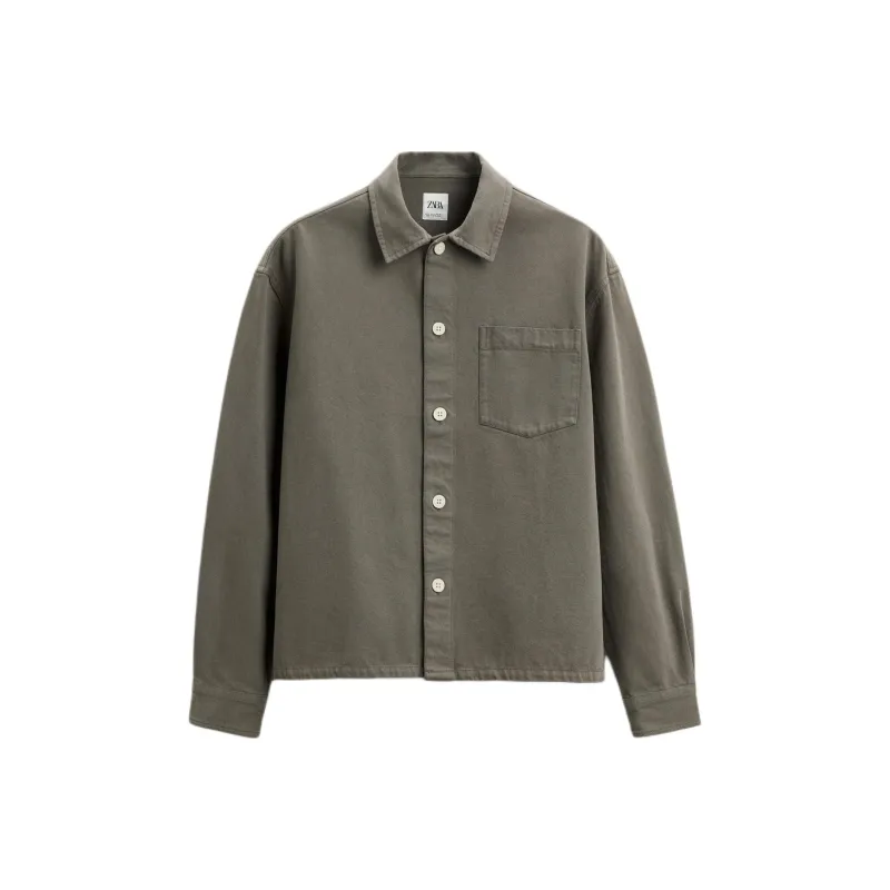 ZARA Shirts Men Khaki-0