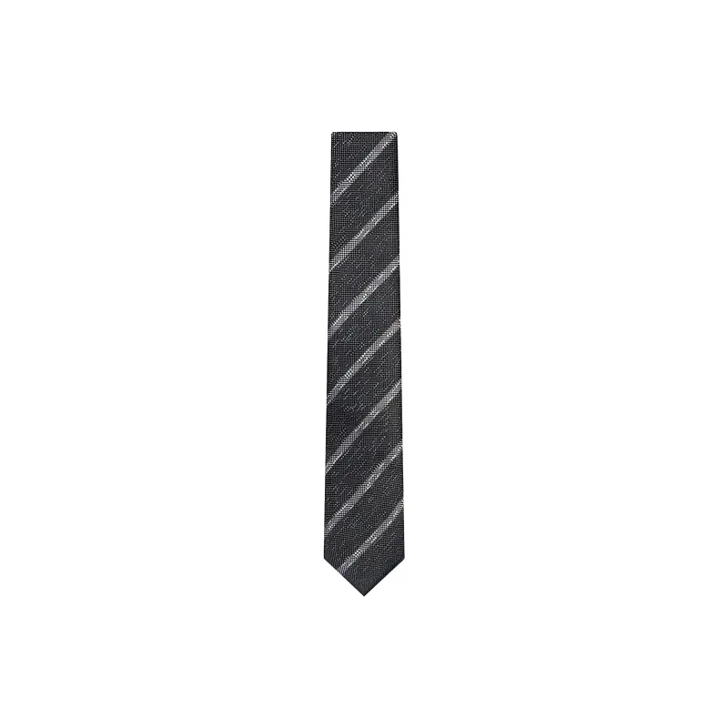 GIEVES CHARLES Mulberry Silk Ties Men's Gray White Twill-1