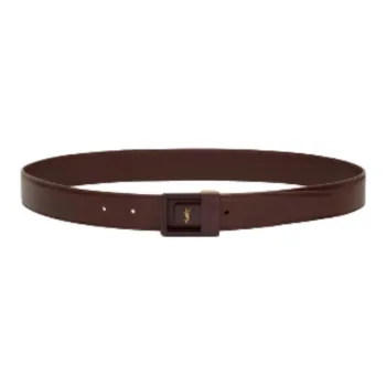 SAINT LAURENT Cow Leather Belts Women's Red Width 3CM