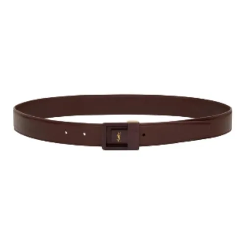 SAINT LAURENT Cow Leather Belts Women's Red Width 3CM
