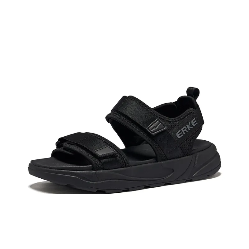 Erke Chasing Waves Beach Sandals Men's Jet Black Carbon Gray-2