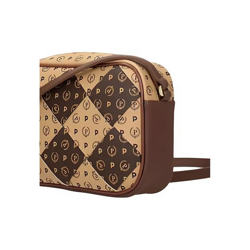 Pollini PVC With Leather Camera Bag, Shoulder Bag, Crossbody Bag Women's Brown-3