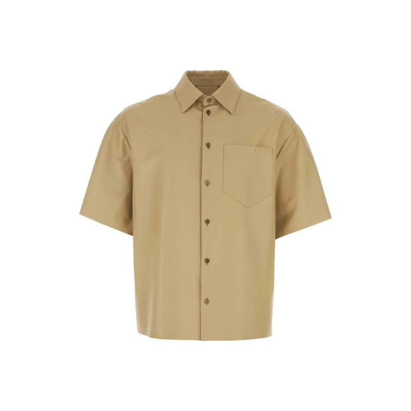 PRADA Buttoned Short Sleeved Leather Shirt-0