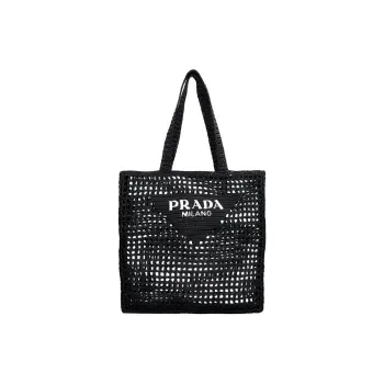 PRADA Cotton Tote Bag Shopping Bag Handbag Regular Men's Black