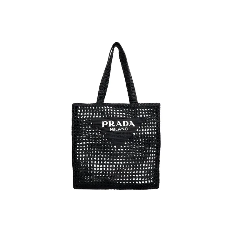 PRADA Cotton Tote Bag Shopping Bag Handbag Regular Men's Black-0