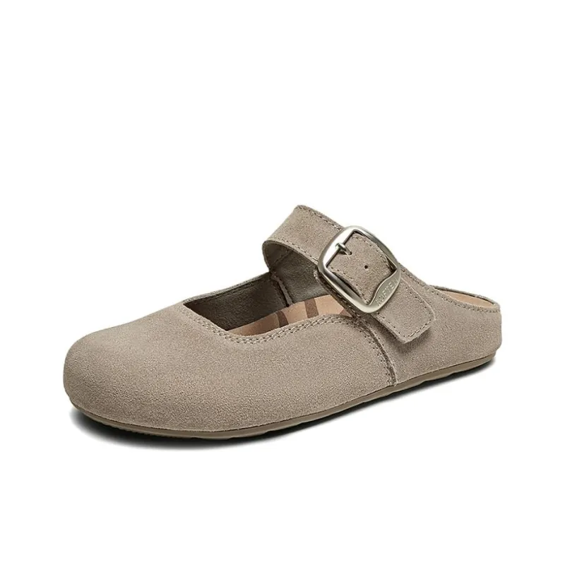 BASTO Rubber Sole Leather Patchwork Closed Toe Slippers Women's-9