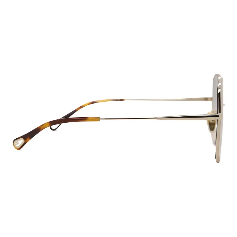 Chloe Metal Irregular Shape Sunglasses Women's Gold-2
