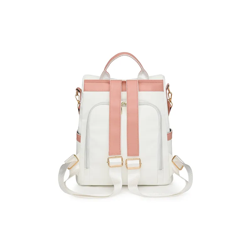 Single Warehouse PU Backpack Regular Unisex Black & White/Black & Brown/Caramel/Blue/Red/Pink-2