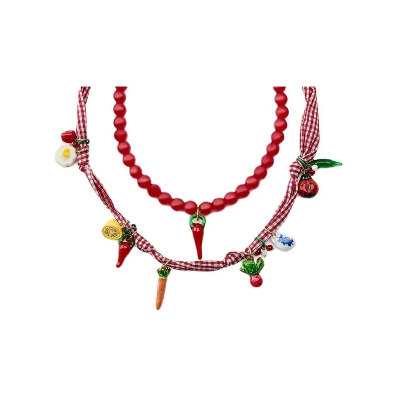 ZARA Resin Necklaces Women's Red-0