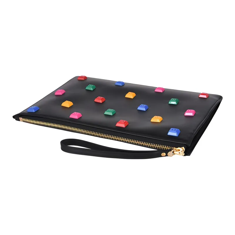 FERRAGAMO Cow Leather Makeup Bags Clutches Women's Black-2