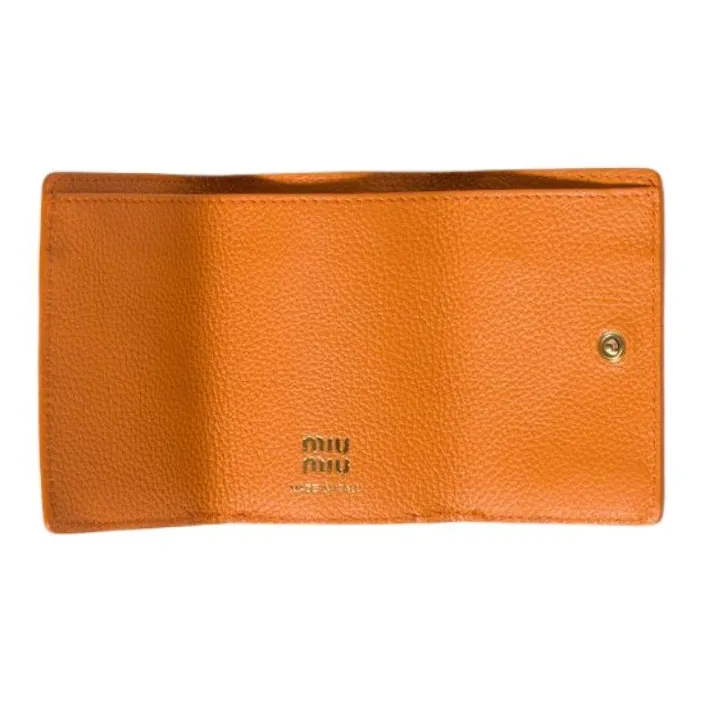 MIU MIU Cow Leather Wallet Small Size Unisex Orange-2