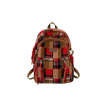 BUBM Nylon Backpack Unisex Red/Yellow/Green