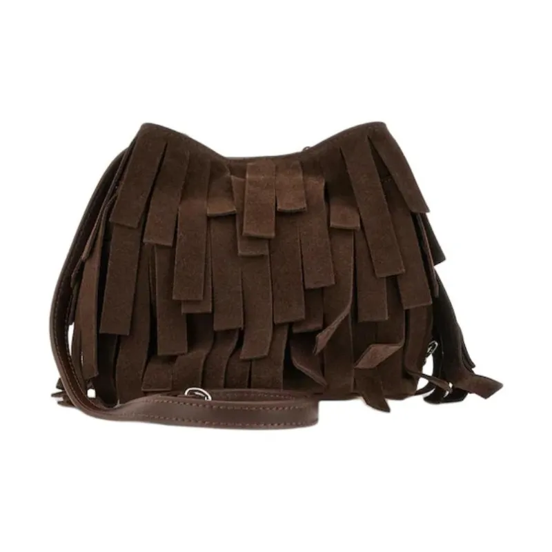 HOGAN Suede Bucket Bags Crossbody Bag, Shoulder Bag Mini Women's Brown-2