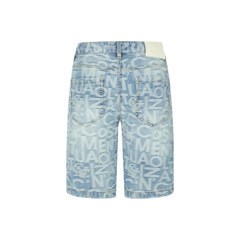 C'N'C Denim Shorts Men's Blue Pattern-1