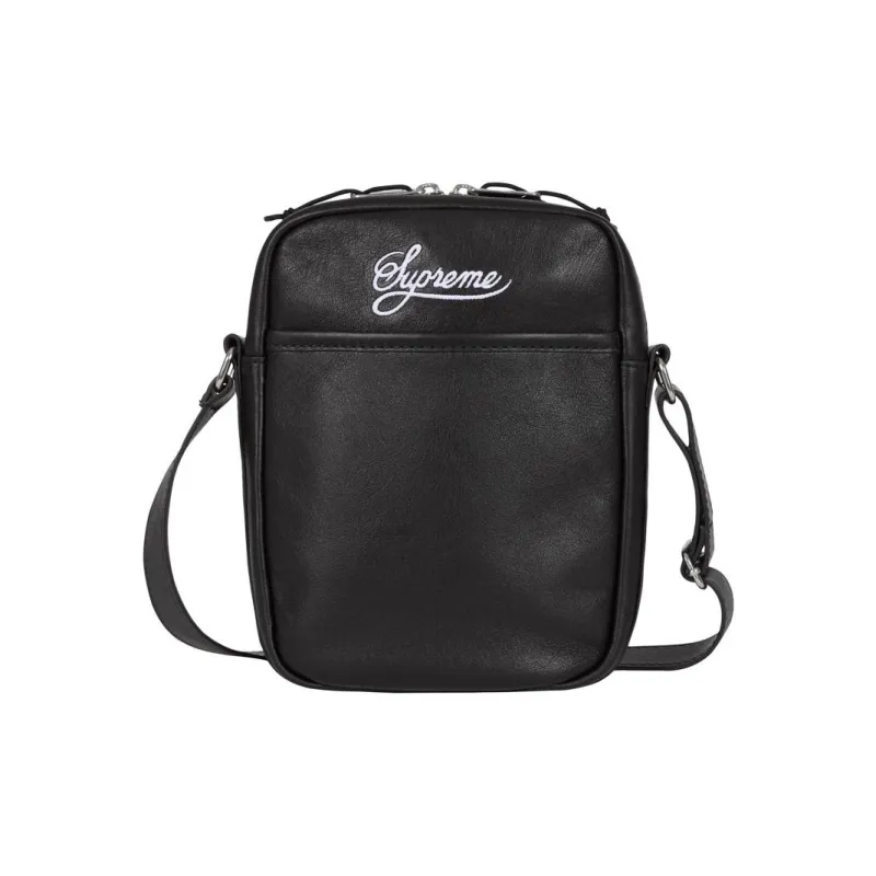 Supreme Nike Collaboration Buffalo Leather Shoulder Bag, Crossbody Bag Unisex Black-2