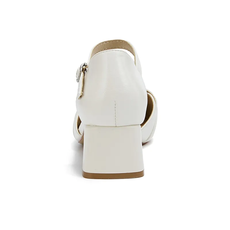 La Chapelle Chunky Heel High Heels Women's Beige-4