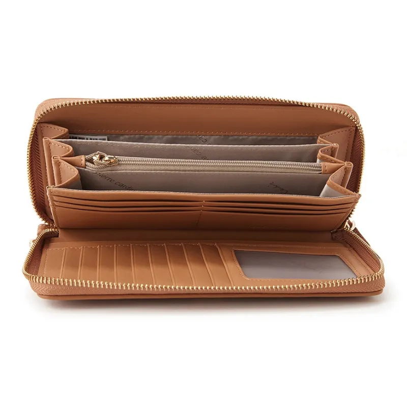 PIERRE CARDIN Top Grain Cow Leather Clutch Regular Women's Gold Brown-4