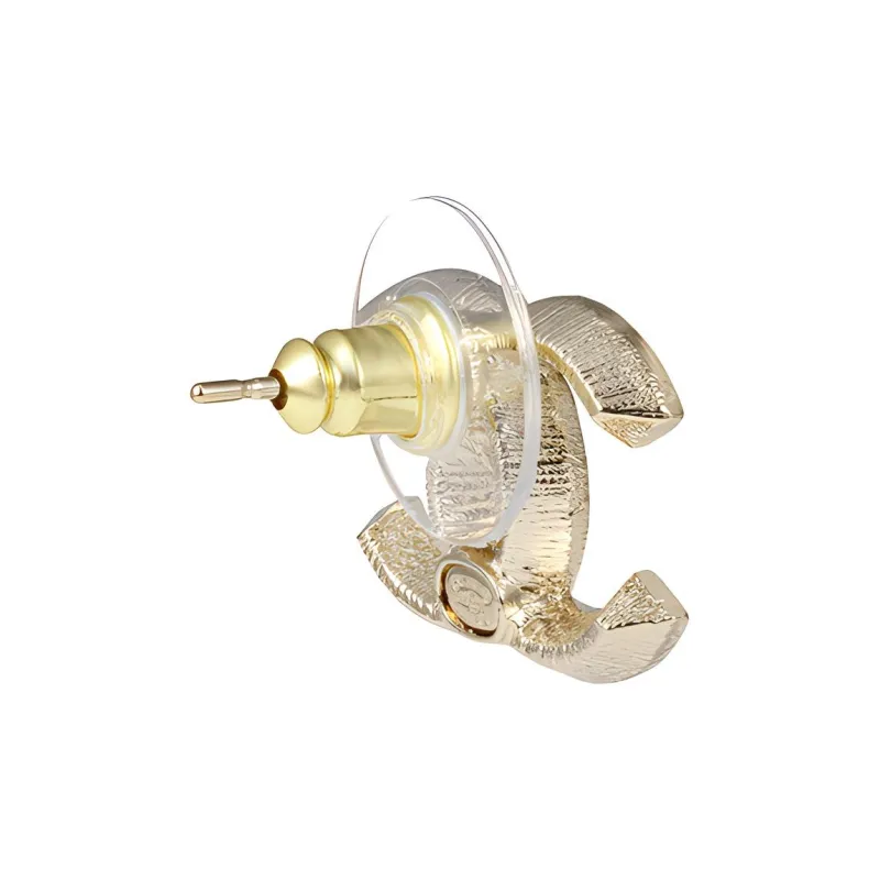 CHANEL Rhinestone Stud Earrings Women's Gold-4