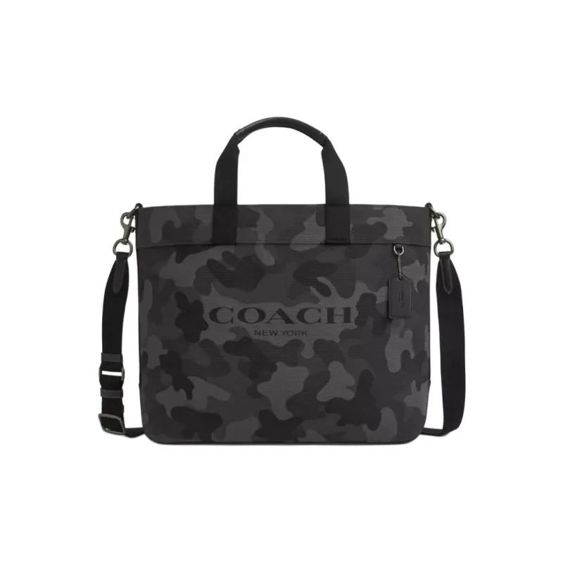 COACH Canvas With Smooth Leather Handbag Unisex Bronze & Gray-0