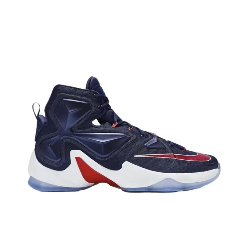 Nike Lebron 13 Anti Slip Wear Resistant High Top Basketball Shoes Men's Marine Blue-1
