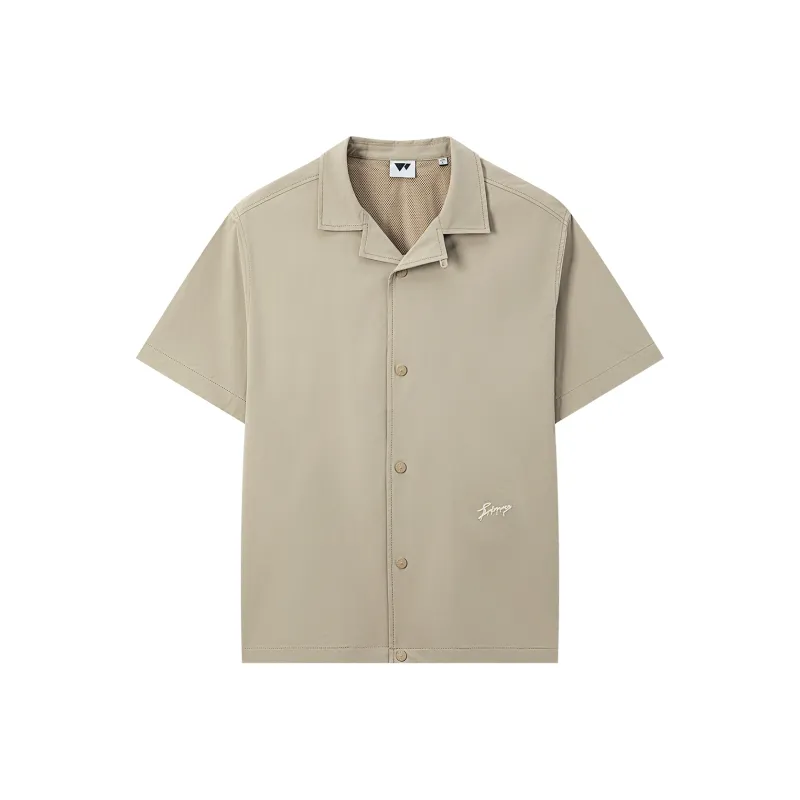 SEPTWOLVES Solid Color Casual Short Sleeved Shirt Men's-0