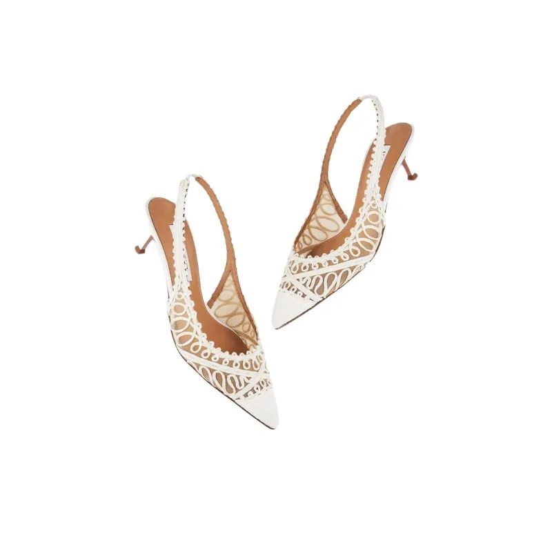 AQUAZZURA Kahlo Slim Heel High Heels 5cm Women's White-3