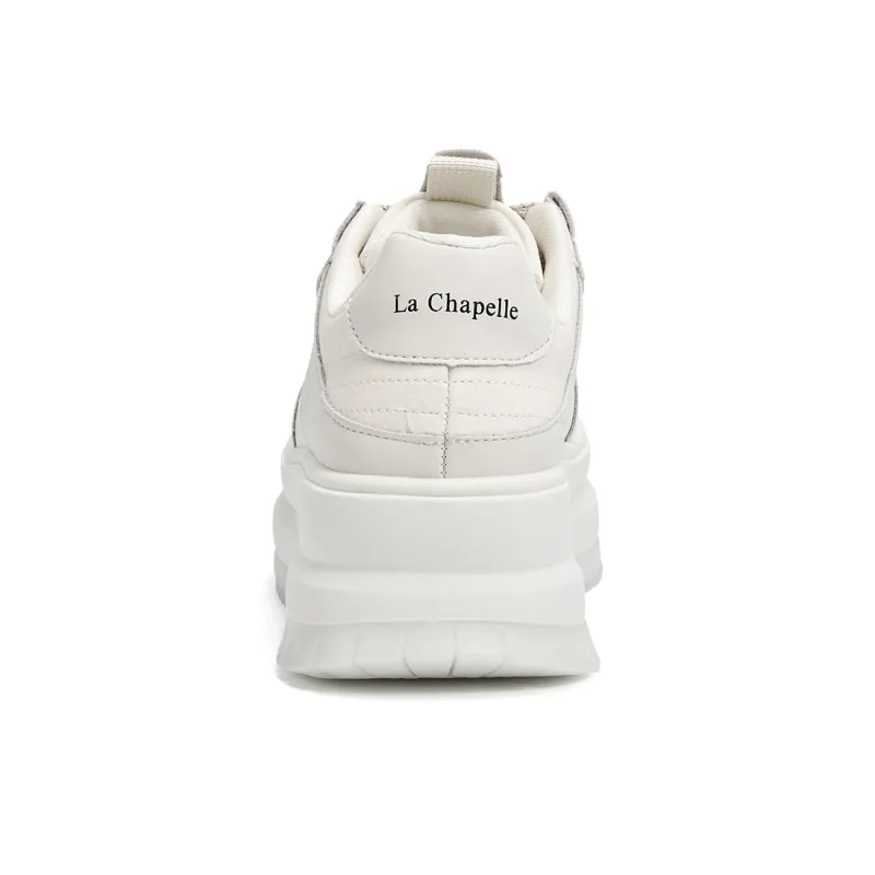 La Chapelle Block Sweetheart Anti Slip And Wear Resistant Height Increasing Low Top Skateboard Shoes Women's White-4