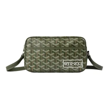 GOYARD Cap Vert Canvas With Calfskin Crossbody Bag, Shoulder Bag Unisex Khaki Green