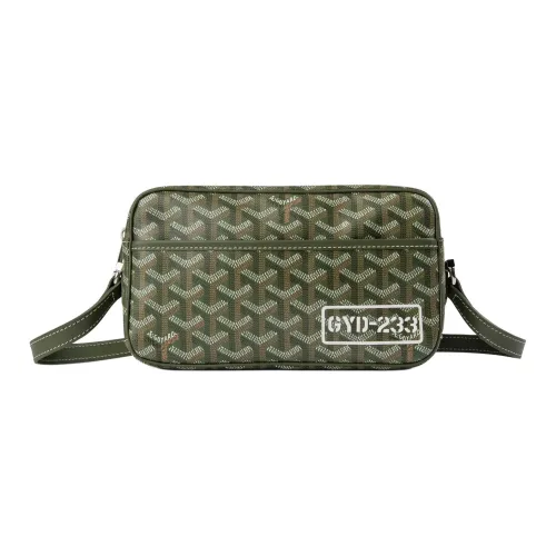 GOYARD Cap Vert Canvas With Calfskin Crossbody Bag, Shoulder Bag Unisex Khaki Green