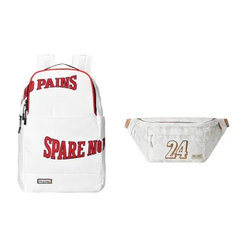 Spare No Pains. Polyester Basketball Backpack Regular Unisex Black Red