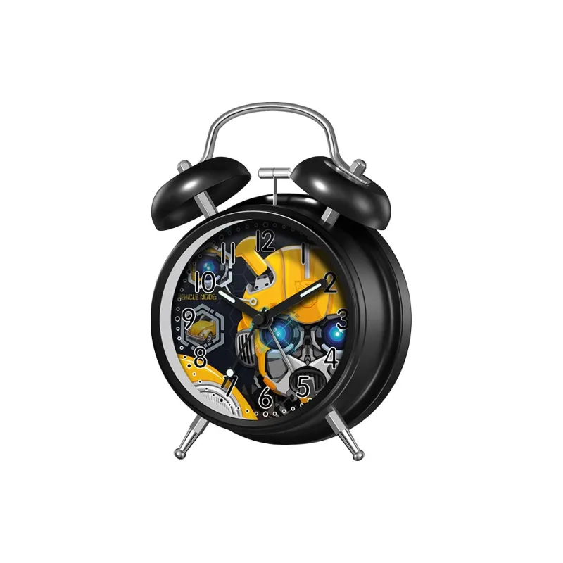 Zgo QINGCANG BIANXINGJINGANGLIANMING Sweeping Seconds Movement Iron Alarm Clock Unisex Yellow-6