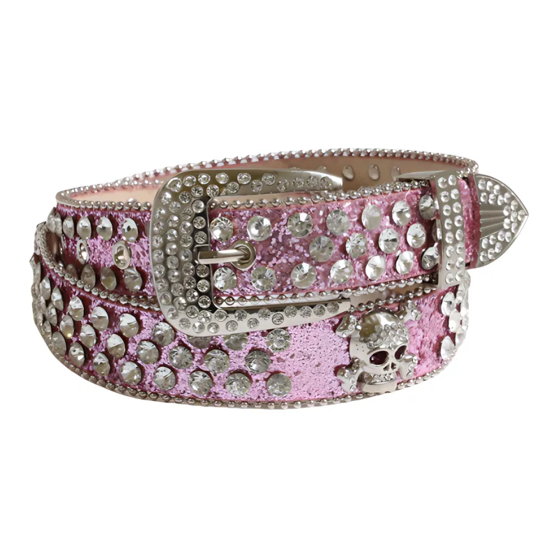 Emperor Penguin Ins Hot Girl Rhinestone Embellished Skeleton Belt Urban Chic Style Y2k Jeans Leather Belts Women's 3cm-2