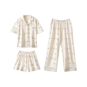 Urban Beauty Pajama Set Versatile Casual Fashion Outerwear Ready Women's Set Of 3 Ecru