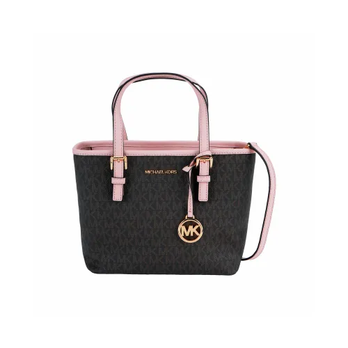 MICHAEL KORS Jet Set Leather detail Bag, Shopping Bag, Handbag, Shoulder Bag, Crossbody Bag Mini Women's Brown Pink Edge
