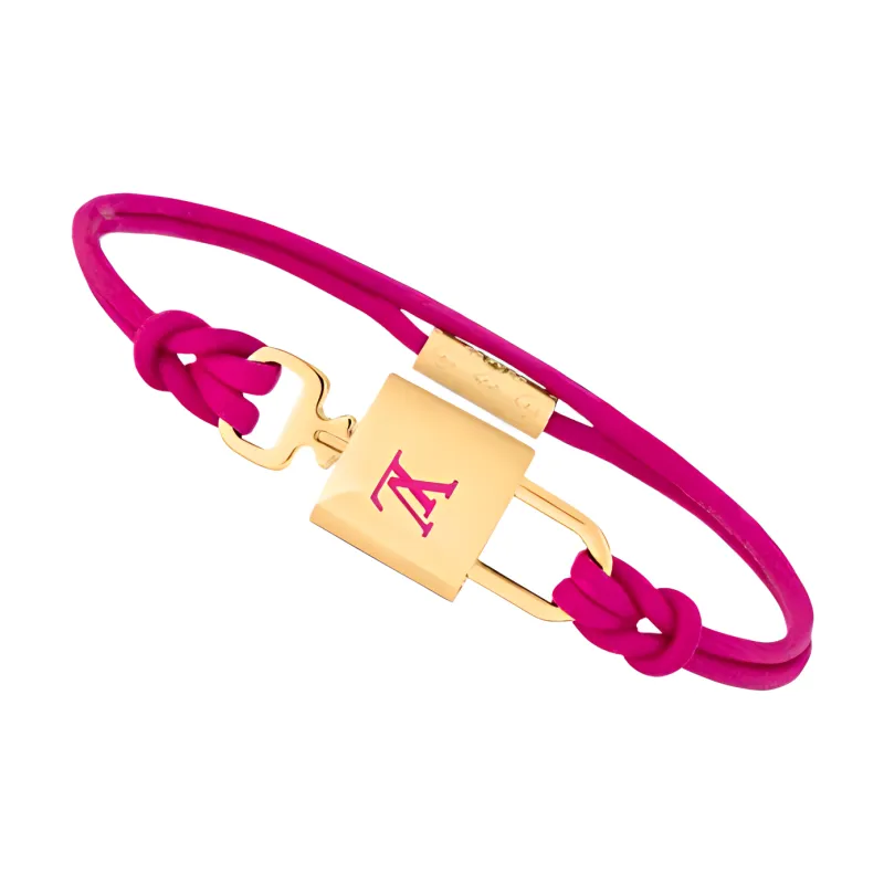 LOUIS VUITTON Metal Calf Leather Bracelets Women's Purple-2
