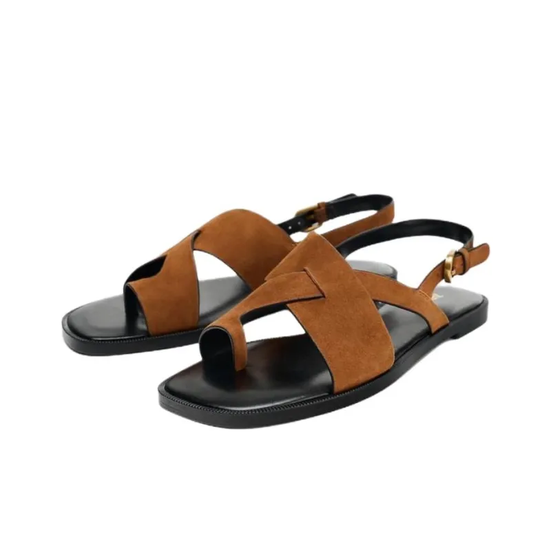 ZARA One Strap Sandals 1cm Women's Brown-1