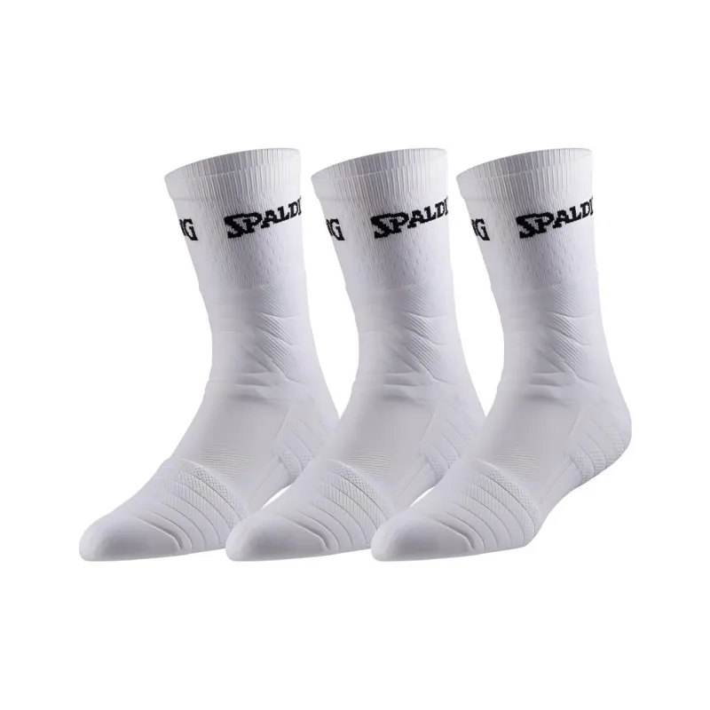 SPALDING Basketball Socks Unisex 3 Pack White-0