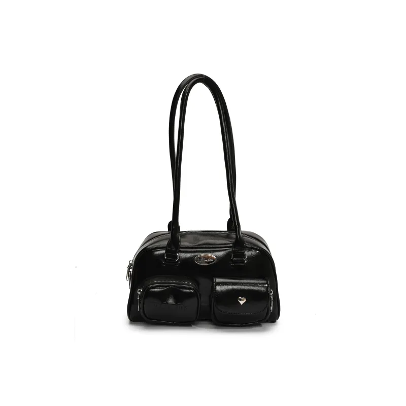Single Warehouse PU Shoulder Bag Regular Women's Silver/Black/Blue-14
