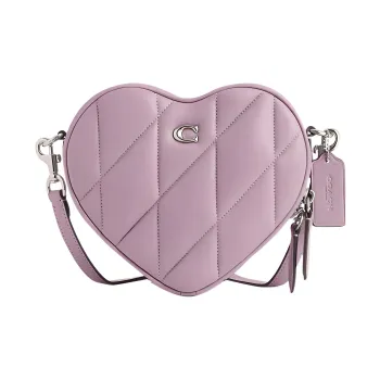 COACH Heart Quilted Leather Heart Bag, Shoulder Bag, Crossbody Bag Trumpets Women's Purple
